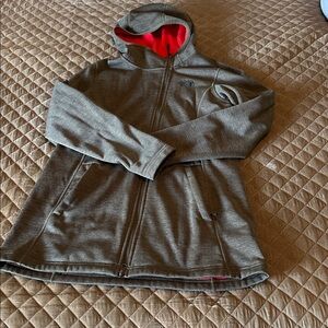 Genuine North Face Gray Jacket with Red Polar Fleece Lining